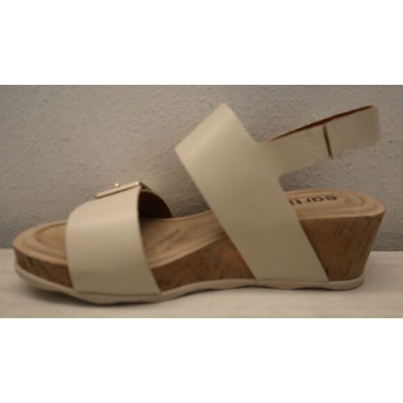 Earth Women's 8.5M Light Natural/Beige Leather Willa Mid Cork Wedge Sandals - Picture 6 of 13